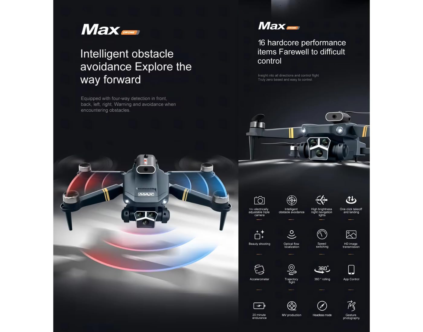 Brushless Toy Drone with 4K UHD Camera, 45-Minute Flight Time, Foldable Design, Smart Flight Modes (Follow Me, Auto Return), Auto Return & Stable Flight for Aerial Photography & Exploration.(Y3-MAX)