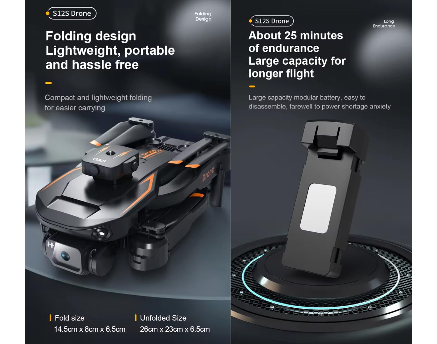 4K UHD Camera Toy Drone with 30-Minute Battery Life, Auto Return, 6-Axis Gyro Stability, Smart Auto-Fly Modes, 360° Stunt Flip, One-Key Return, Follow-Me, Gesture Control for Aerial Photography.(S12)