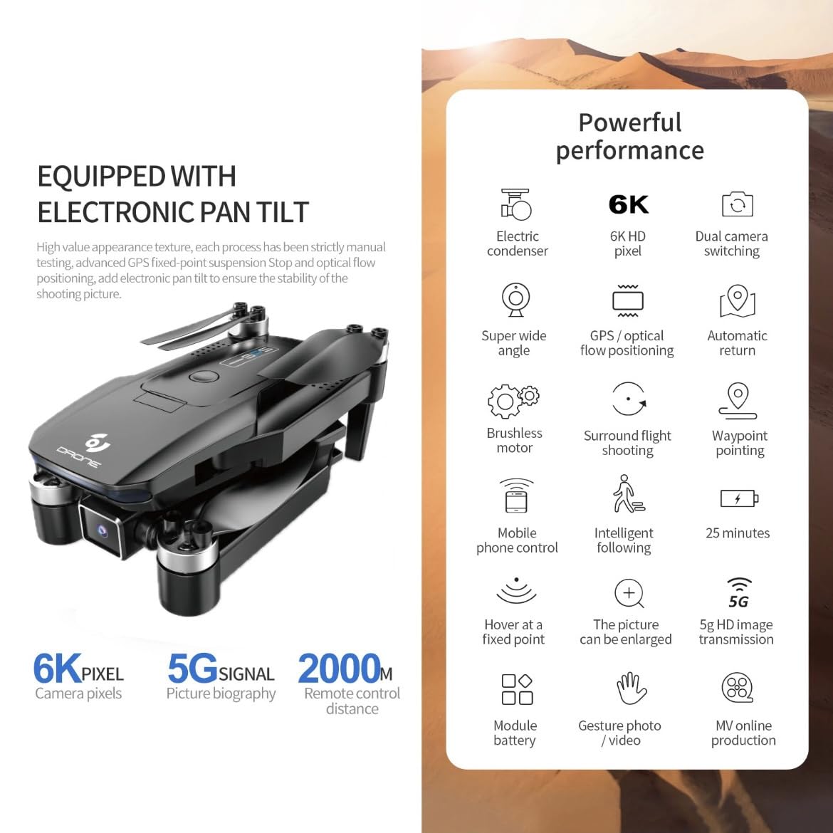 Drone with Camera 8K 30 Mins Flight with 5GHz Auto Return Transmission GPS Brushless Motor Foldable and One-Key Return Headless Mode Aerial Photography Toy Drone Multicolor. (LH-X80G)