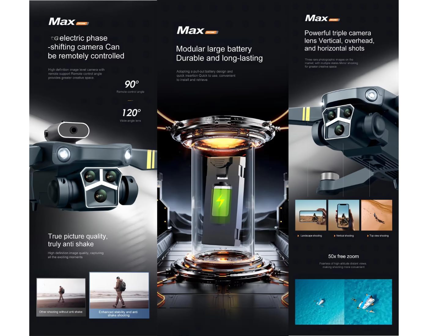 Brushless Toy Drone with 4K UHD Camera, 45-Minute Flight Time, Foldable Design, Smart Flight Modes (Follow Me, Auto Return), Auto Return & Stable Flight for Aerial Photography & Exploration.(Y3-MAX)