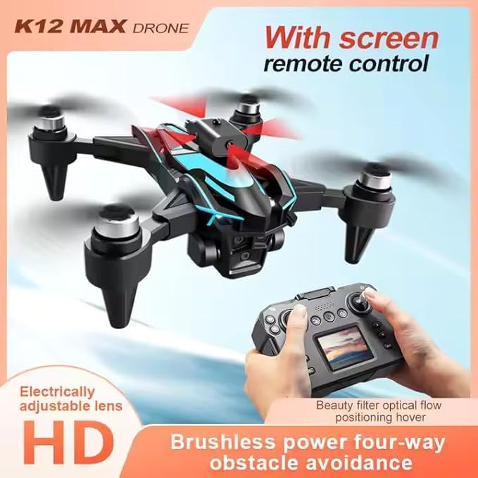 Drone with Camera 8K 30 Mins Flight with 5GHz Auto Return Transmission GPS Brushless Motor Foldable and 3D Flips Headless Mode Aerial Photography Toy Drone Multicolor.(K12-MAX)