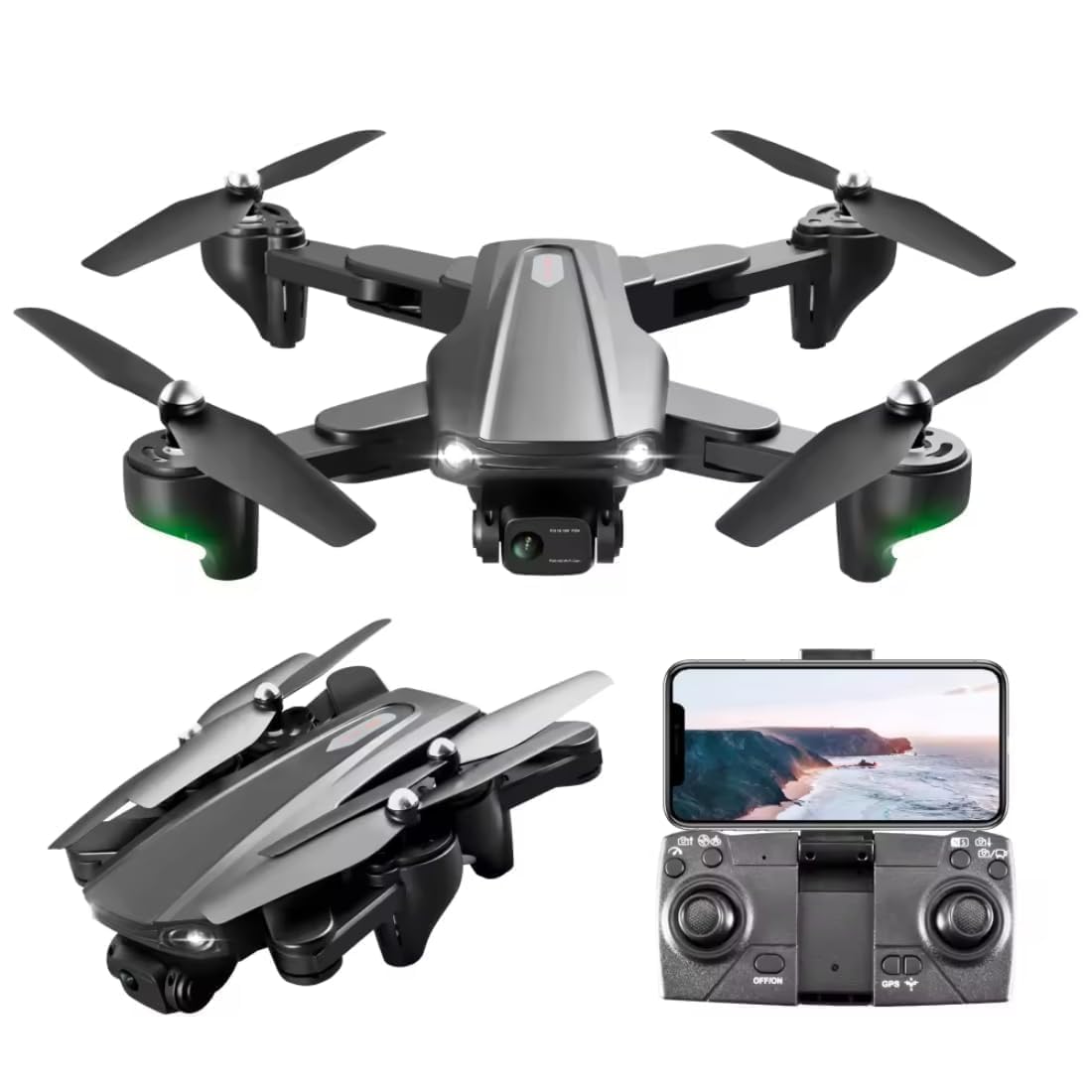 Pro Drone With 4K Camera Wifi FPV 1080P HD Dual Foldable RC Drone Altitude Hold Headless Mode Visual Positioning Auto Return App Control Multicolor (R20)