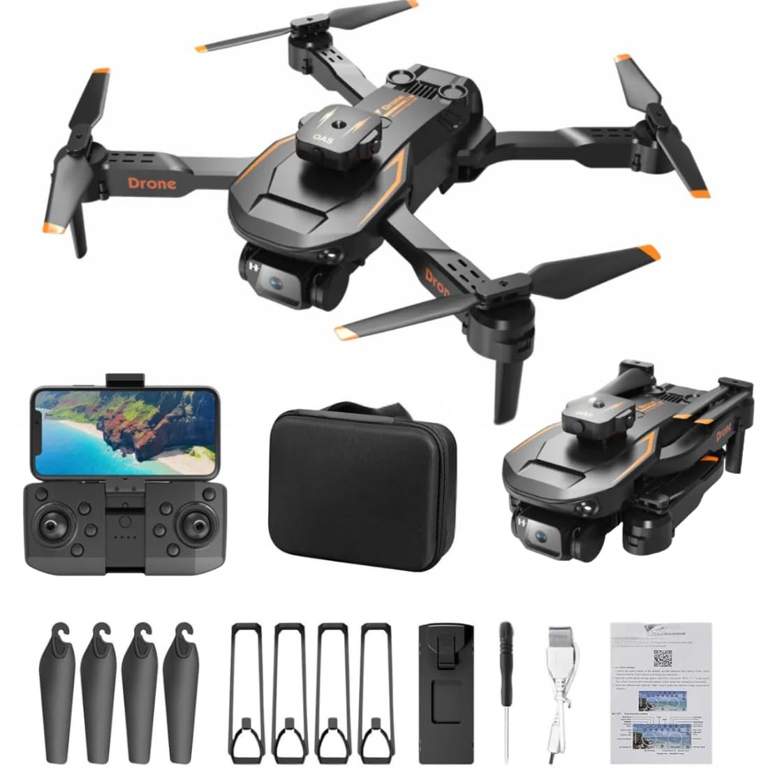 4K UHD Camera Toy Drone with 30-Minute Battery Life, Auto Return, 6-Axis Gyro Stability, Smart Auto-Fly Modes, 360° Stunt Flip, One-Key Return, Follow-Me, Gesture Control for Aerial Photography.(S12)