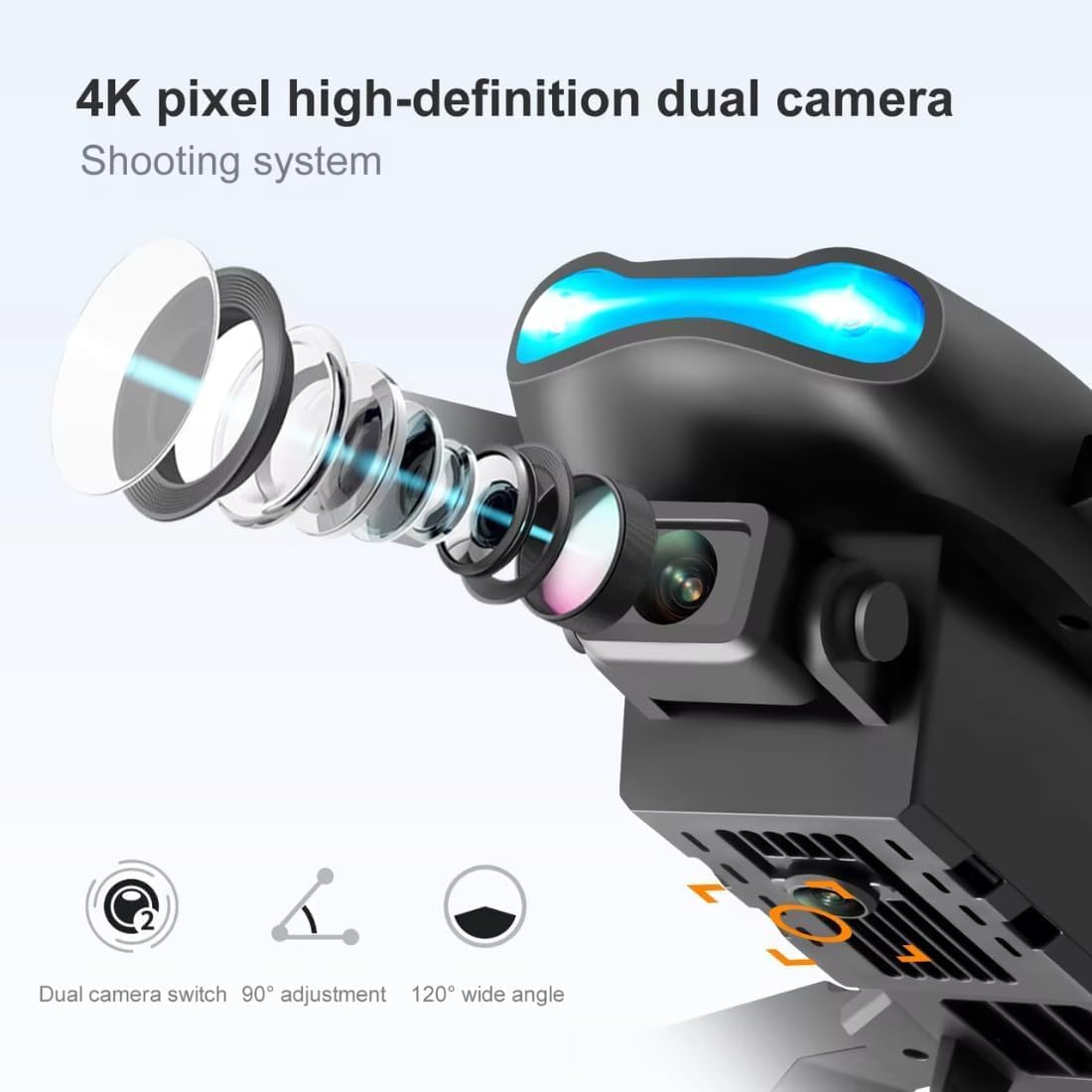 Advanced 4K Toy Drone with Long Flight Time, Real-Time Video Transmission, Obstacle Avoidance, Flight Modes and One-Touch Takeoff/Return for Photography and Auto Return.(Multicolor)(E99)