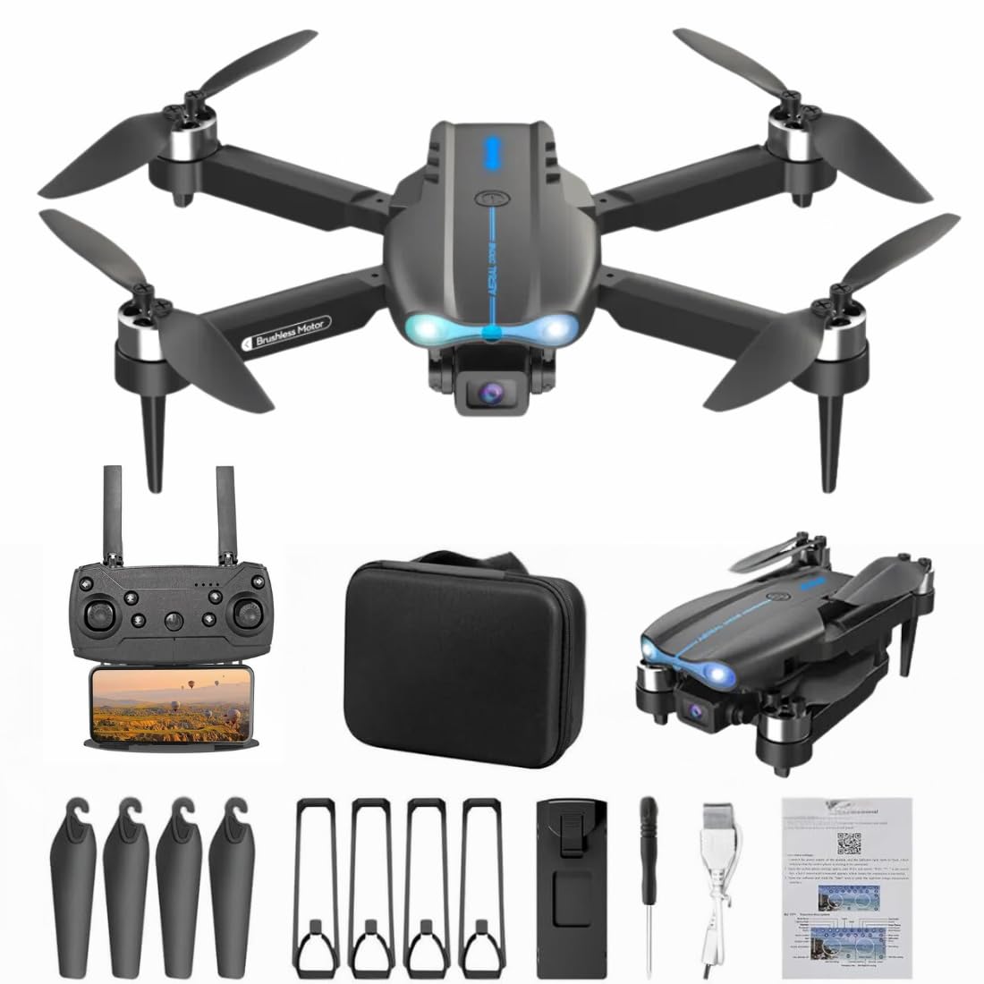 High-Performance Brushless Toy Drone with 4K Camera, GPS Navigation, 30-Minute Battery Life, One-Key Return, and Foldable Design for Smooth Flights and Professional Photography(E99-BLESS)
