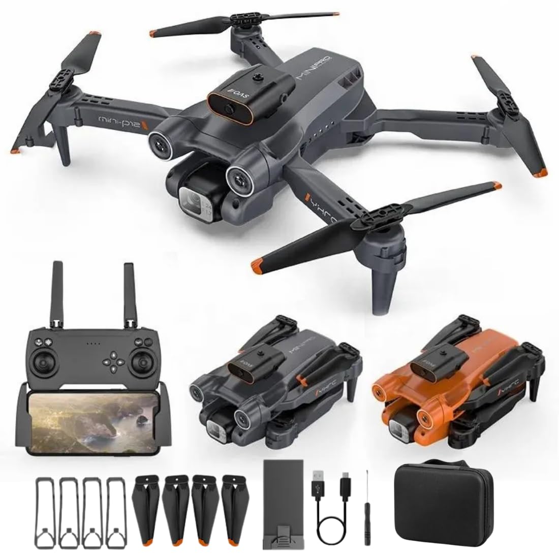 4K UHD Camera Toy Drone with 30-Minute Battery Life, Auto Return, 6-Axis Gyro Stability, Smart Auto-Fly Modes, 360° Stunt Flip, One-Key Return, Follow-Me, Gesture Control for Aerial Photography.(P12)