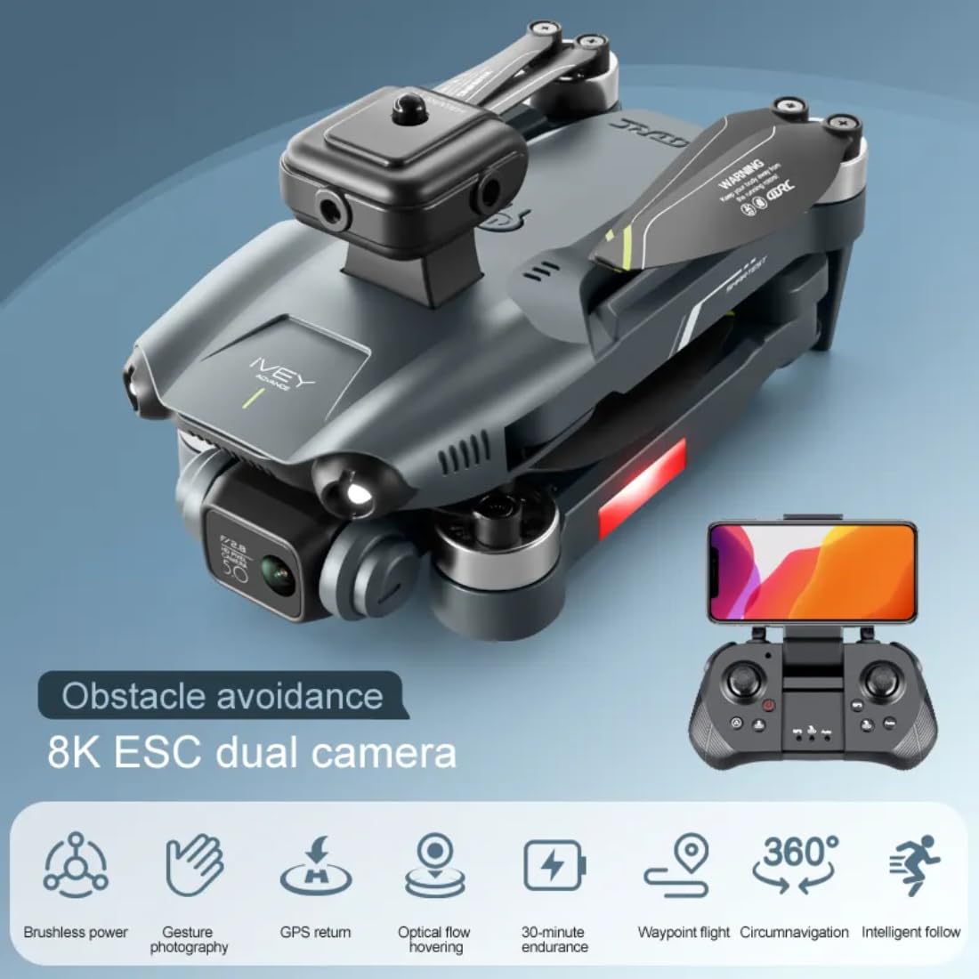 4K Brushless Toy Drone with Long-Range Control, Foldable Design, Auto Return, Long Flight Time and 45-Minute Flight Time for Advanced Aerial Photography and Exploration. (V28)