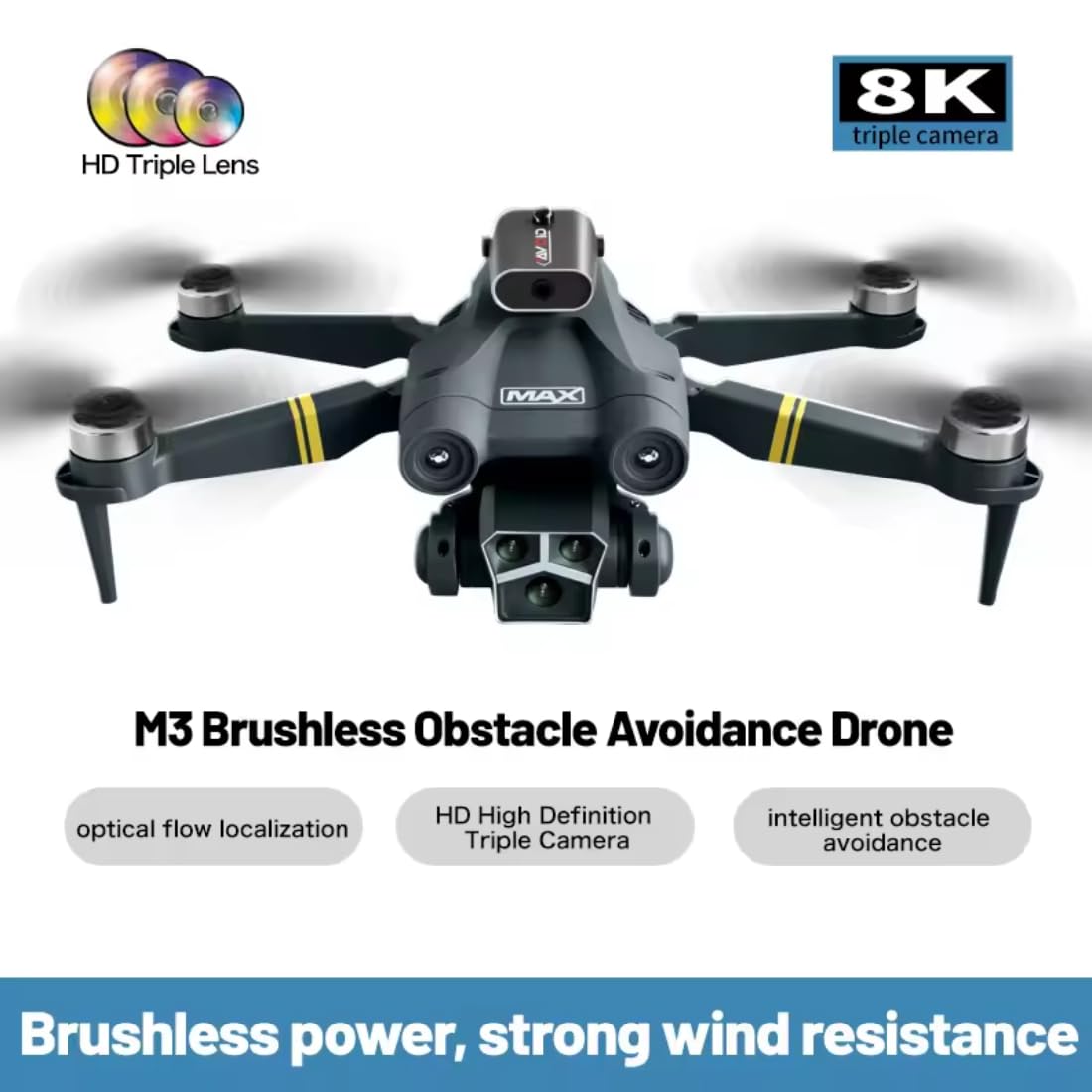 Brushless Toy Drone with 4K UHD Camera, 30-Minute Flight Time, Foldable Design, Smart Flight Modes, Auto Return & Stable Flight for Aerial Photography & Exploration. (M3-MAX)