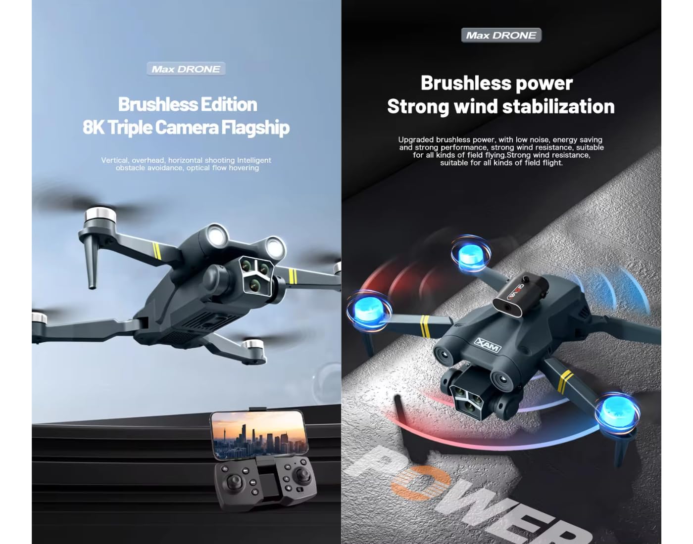 Brushless Toy Drone with 4K UHD Camera, 30-Minute Flight Time, Foldable Design, Smart Flight Modes, Auto Return & Stable Flight for Aerial Photography & Exploration. (M3-MAX)