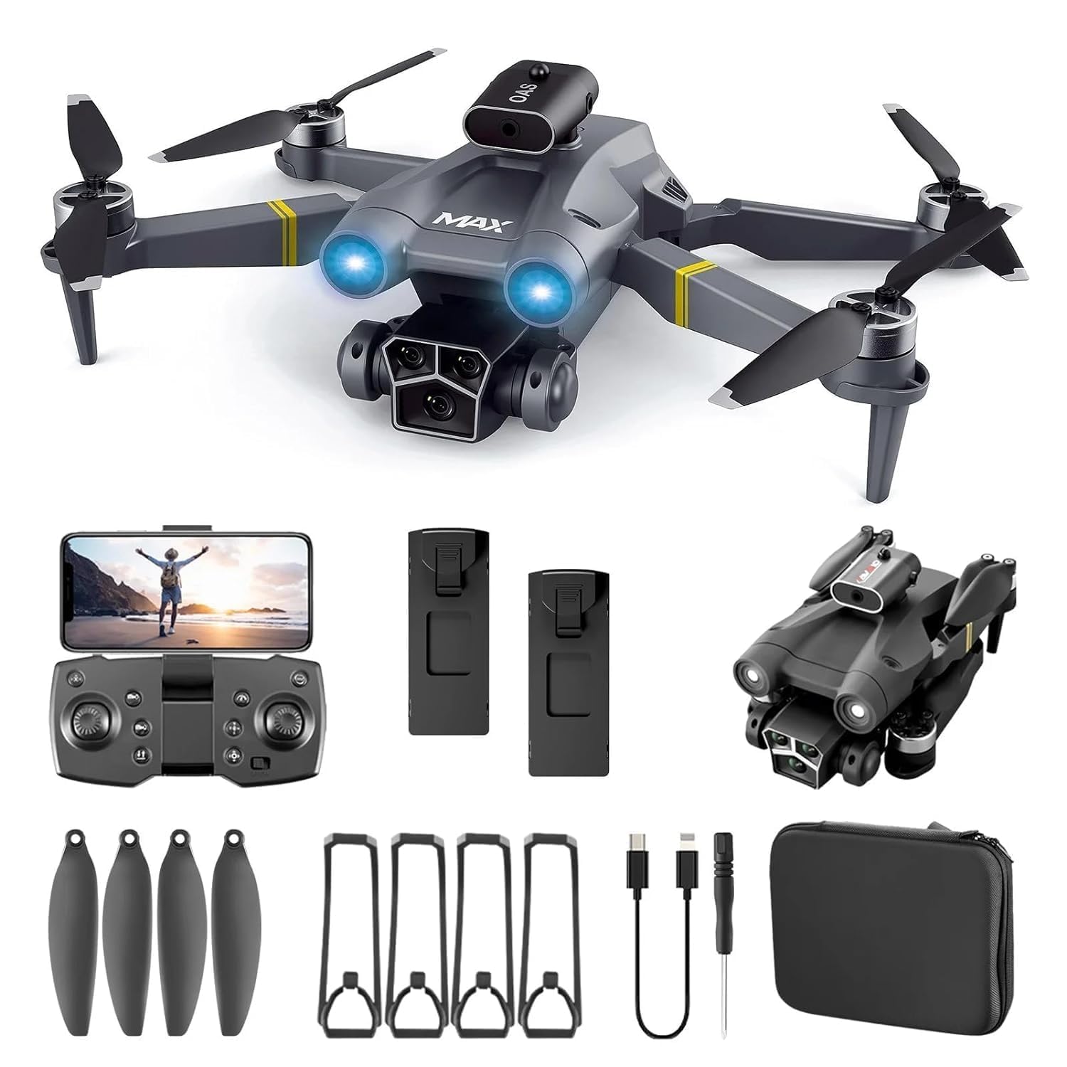 Brushless Toy Drone with 4K UHD Camera, 30-Minute Flight Time, Foldable Design, Smart Flight Modes, Auto Return & Stable Flight for Aerial Photography & Exploration. (M3-MAX)